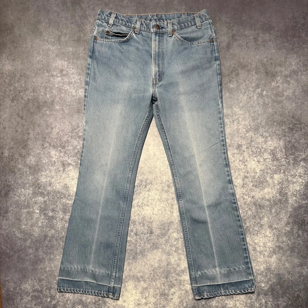 Vintage 70s Levis 517 Orange Tab‎ Mens Bootcut Jeans Light Wash 34x32 USA Made